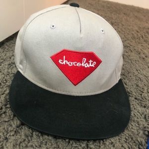 Red Black and Gray Chocolate Fitted Hat